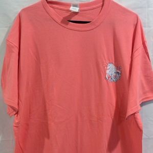 NEW UNICORN ADULT WHITE WITH ROSES CORAL T-SHIRT (